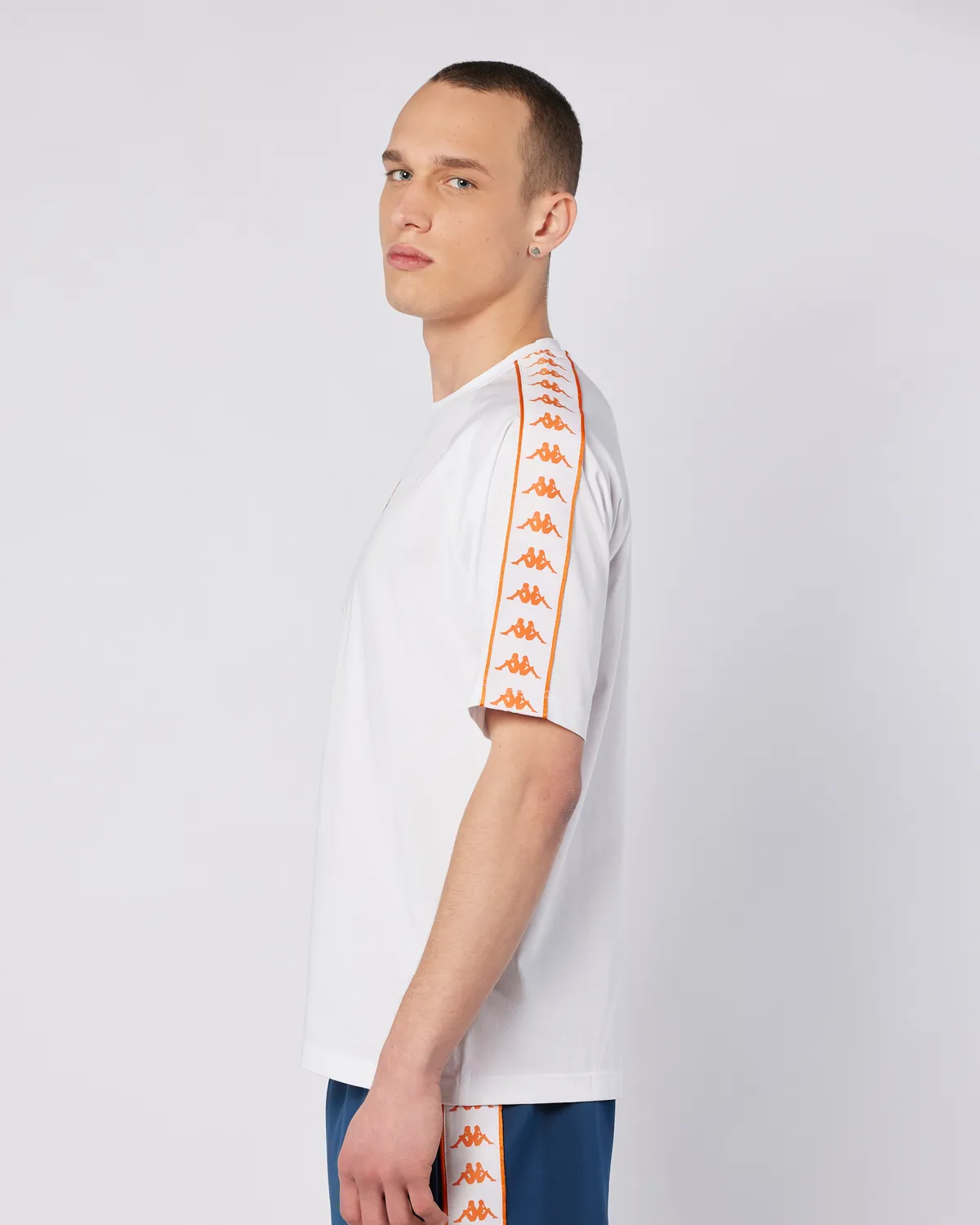 Beyaz 222 Banda Ninon Tur Erkek Beyaz-Turuncu Regular Fit Tişört