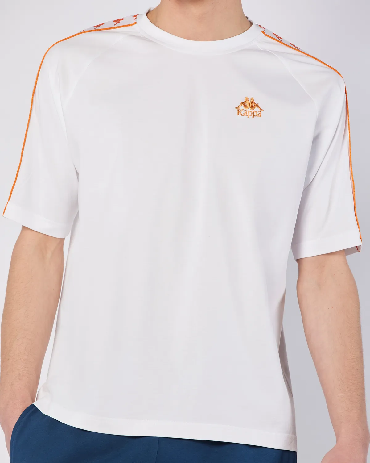 Beyaz 222 Banda Ninon Tur Erkek Beyaz-Turuncu Regular Fit Tişört