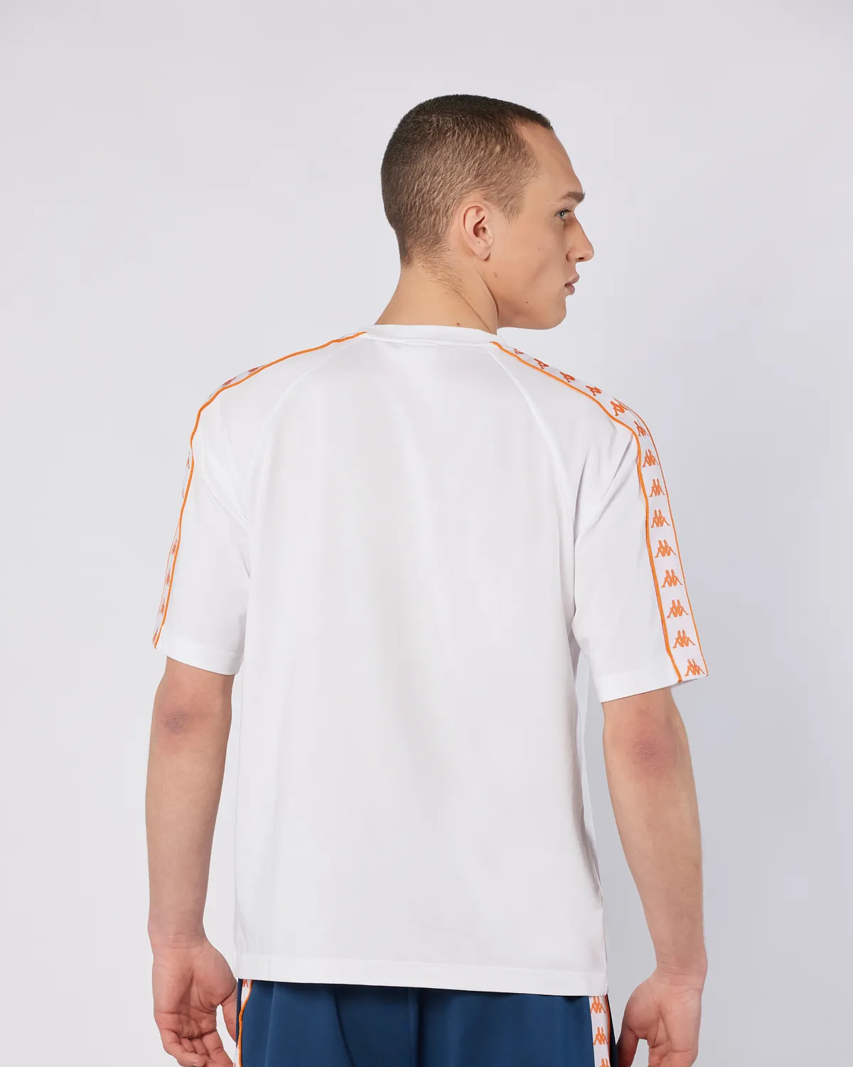Beyaz 222 Banda Ninon Tur Erkek Beyaz-Turuncu Regular Fit Tişört