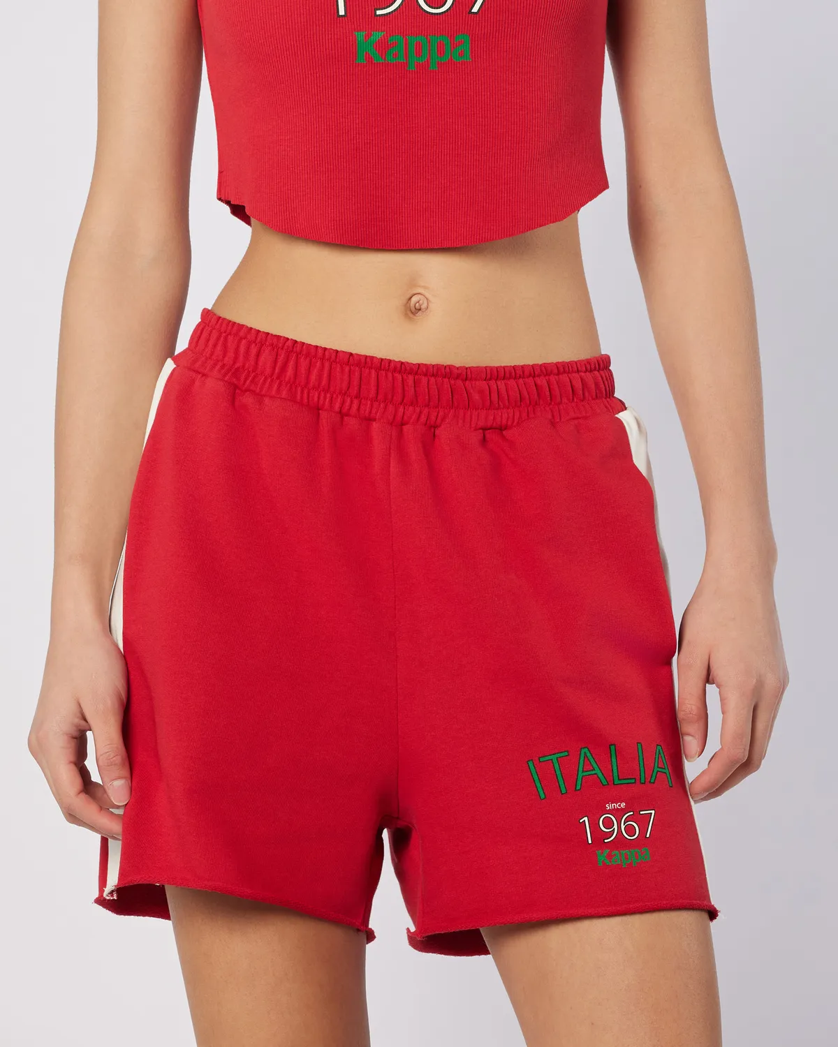 Beyaz Balde Short Kadın Beyaz-Kırmızı Regular Fit Şort