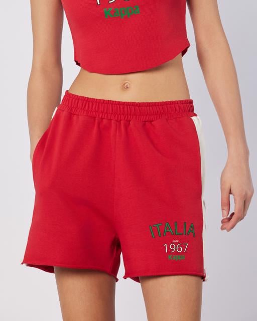 Beyaz Balde Short Kadın Beyaz-Kırmızı Regular Fit Şort - KAPPA® Türkiye