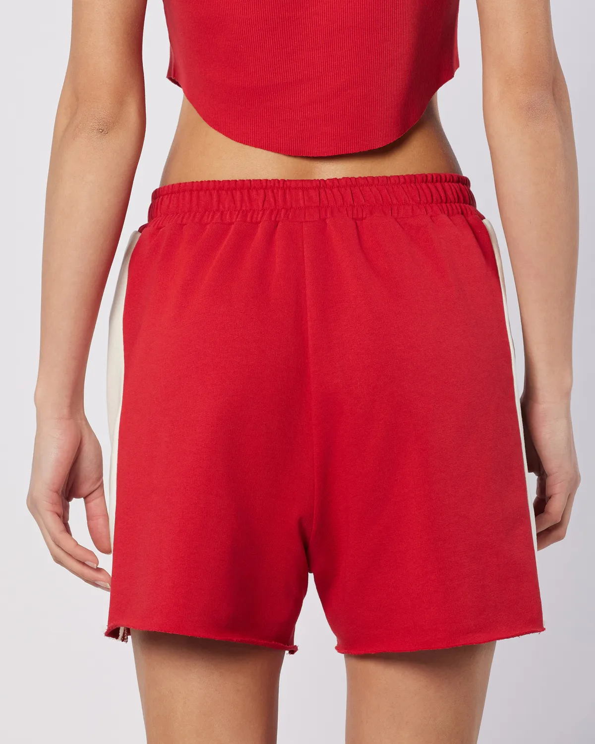 Beyaz Balde Short Kadın Beyaz-Kırmızı Regular Fit Şort