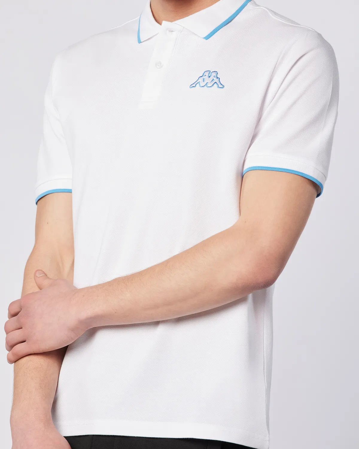 Beyaz Flu Tur Erkek Beyaz-Mavi Regular Fit Polo Yaka Tişört