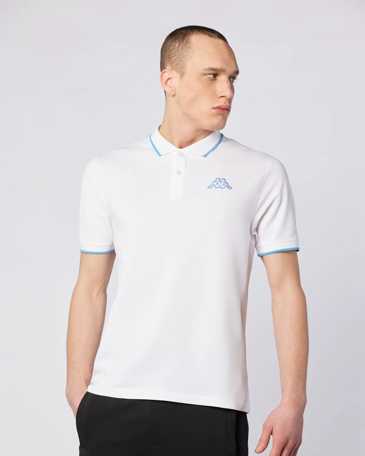 Beyaz Flu Tur Erkek Beyaz-Mavi Regular Fit Polo Yaka Tişört