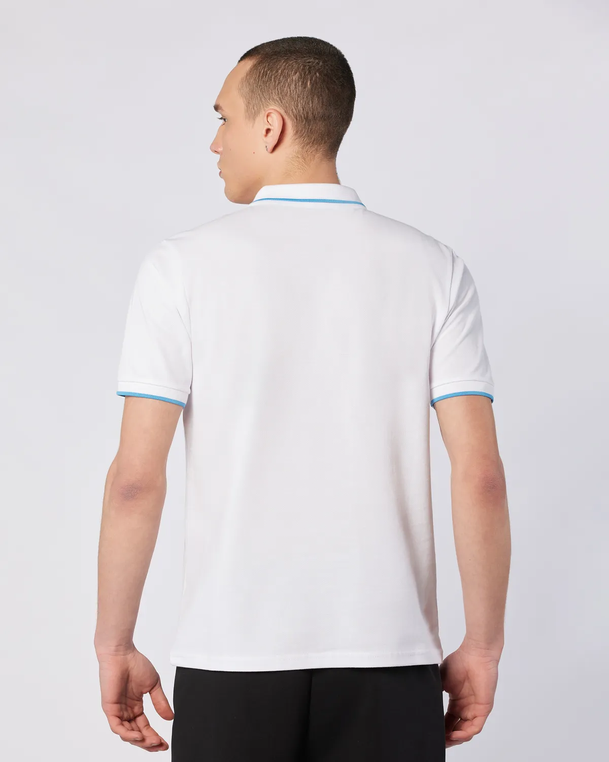 Beyaz Flu Tur Erkek Beyaz-Mavi Regular Fit Polo Yaka Tişört