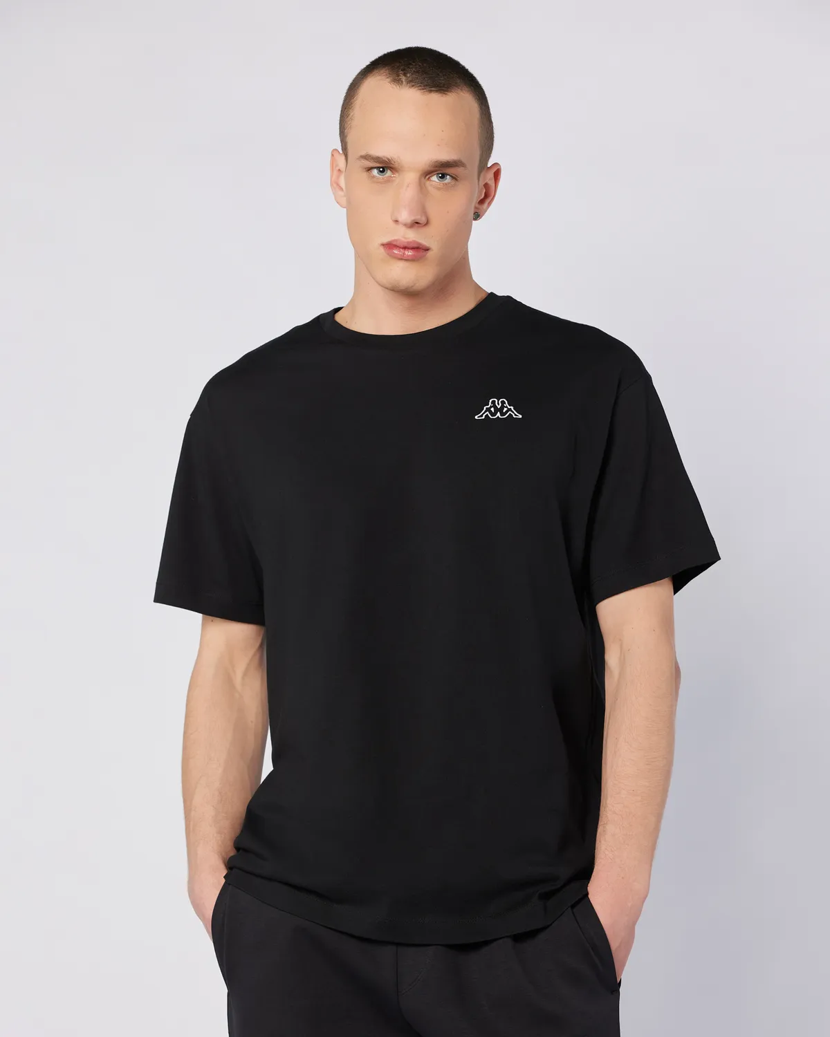 Siyah Logo Caffa Erkek Siyah Regular Fit Tişört