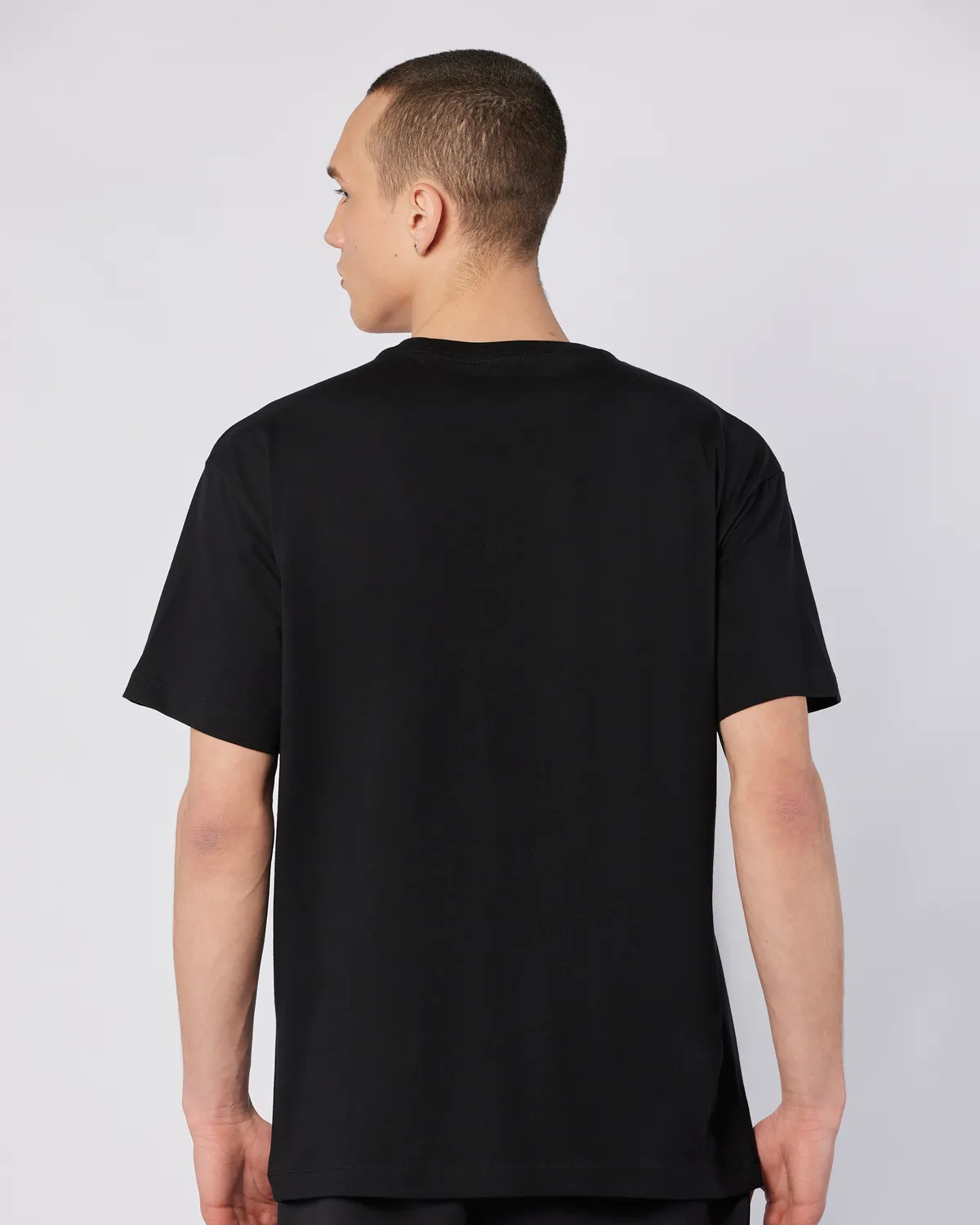 Siyah Logo Caffa Erkek Siyah Regular Fit Tişört