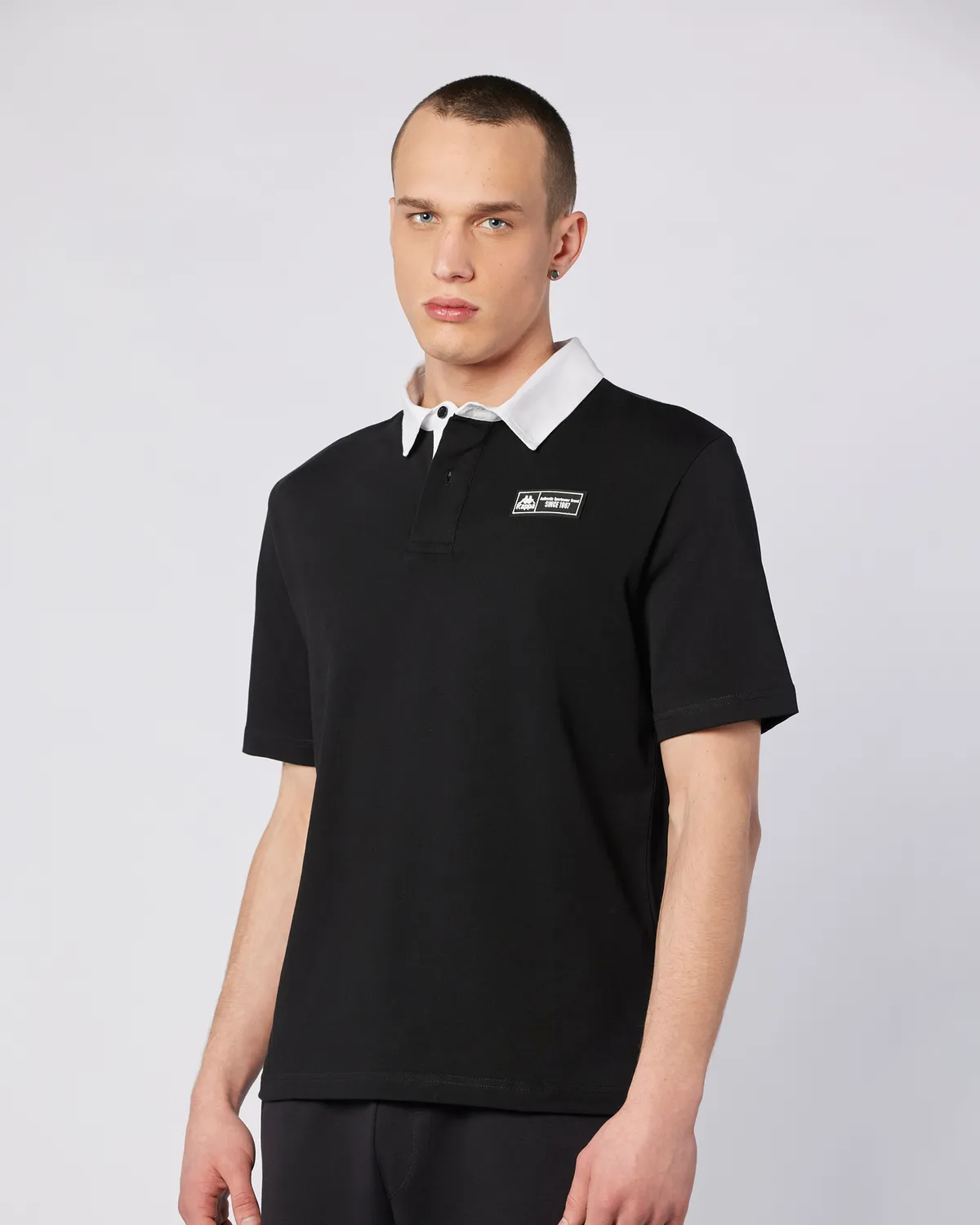 Siyah Nilde Tur Unisex Siyah-Beyaz Regular Fit Polo Yaka Tişört