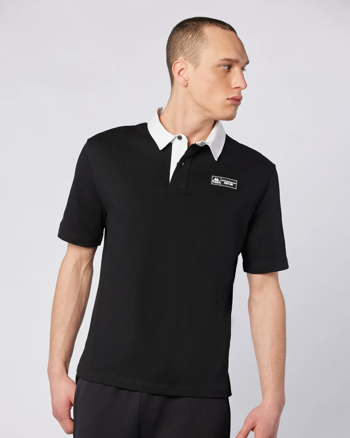 Siyah Nilde Tur Unisex Siyah-Beyaz Regular Fit Polo Yaka Tişört