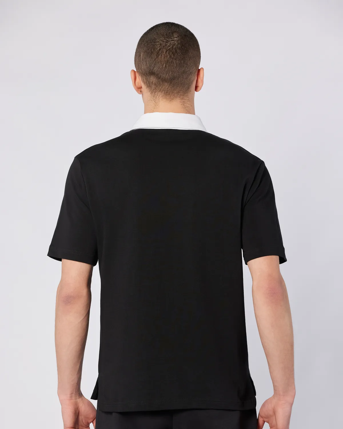 Siyah Nilde Tur Unisex Siyah-Beyaz Regular Fit Polo Yaka Tişört