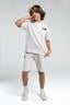 Bej-Authentic Keegan Erkek Çocuk Ekru  Regular Fit Tişört Ve Şort Takım