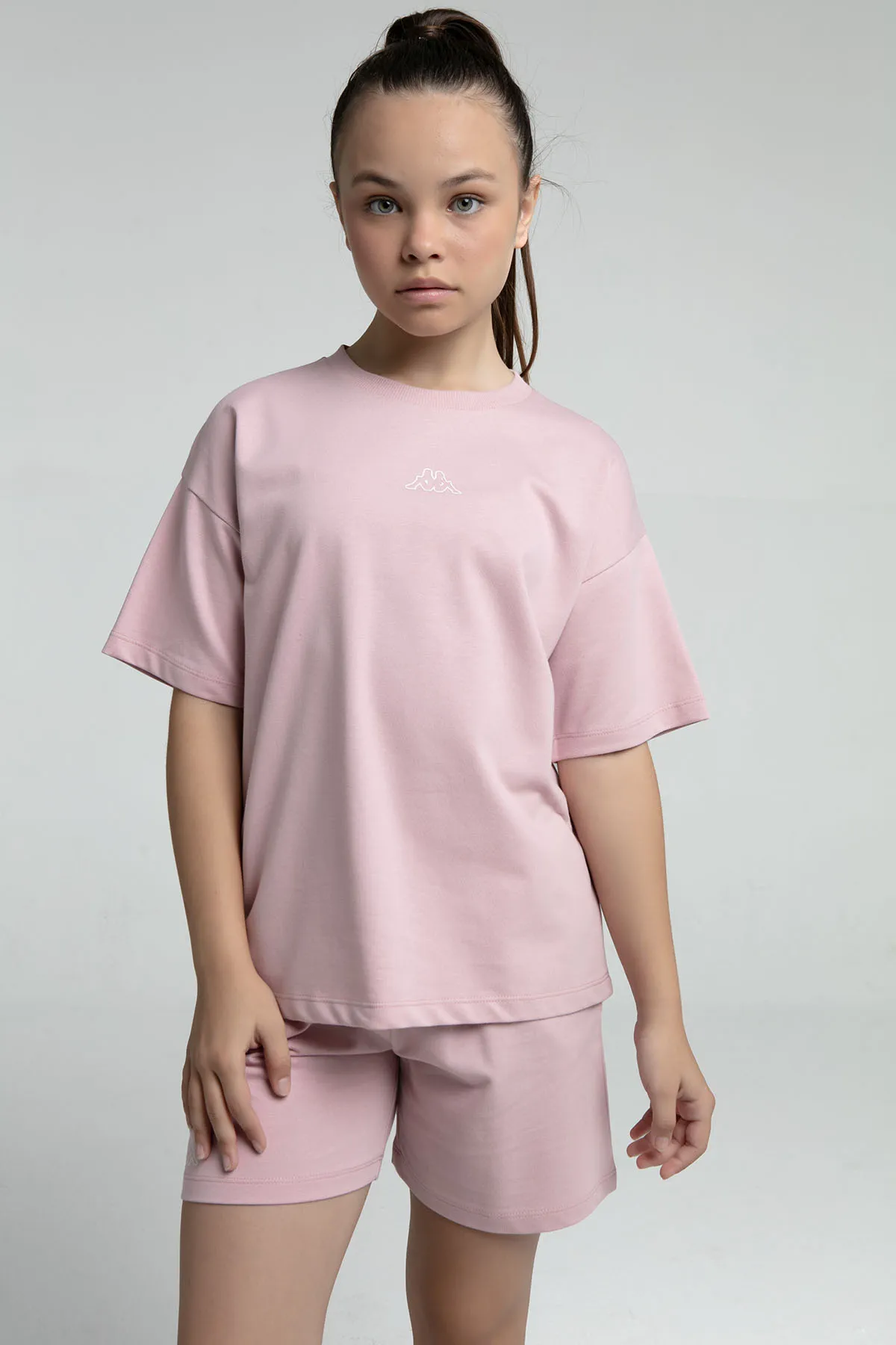 Pembe Logo Kenna Kız Çocuk Pembe Regular Fit Tişört Ve Şort Takım