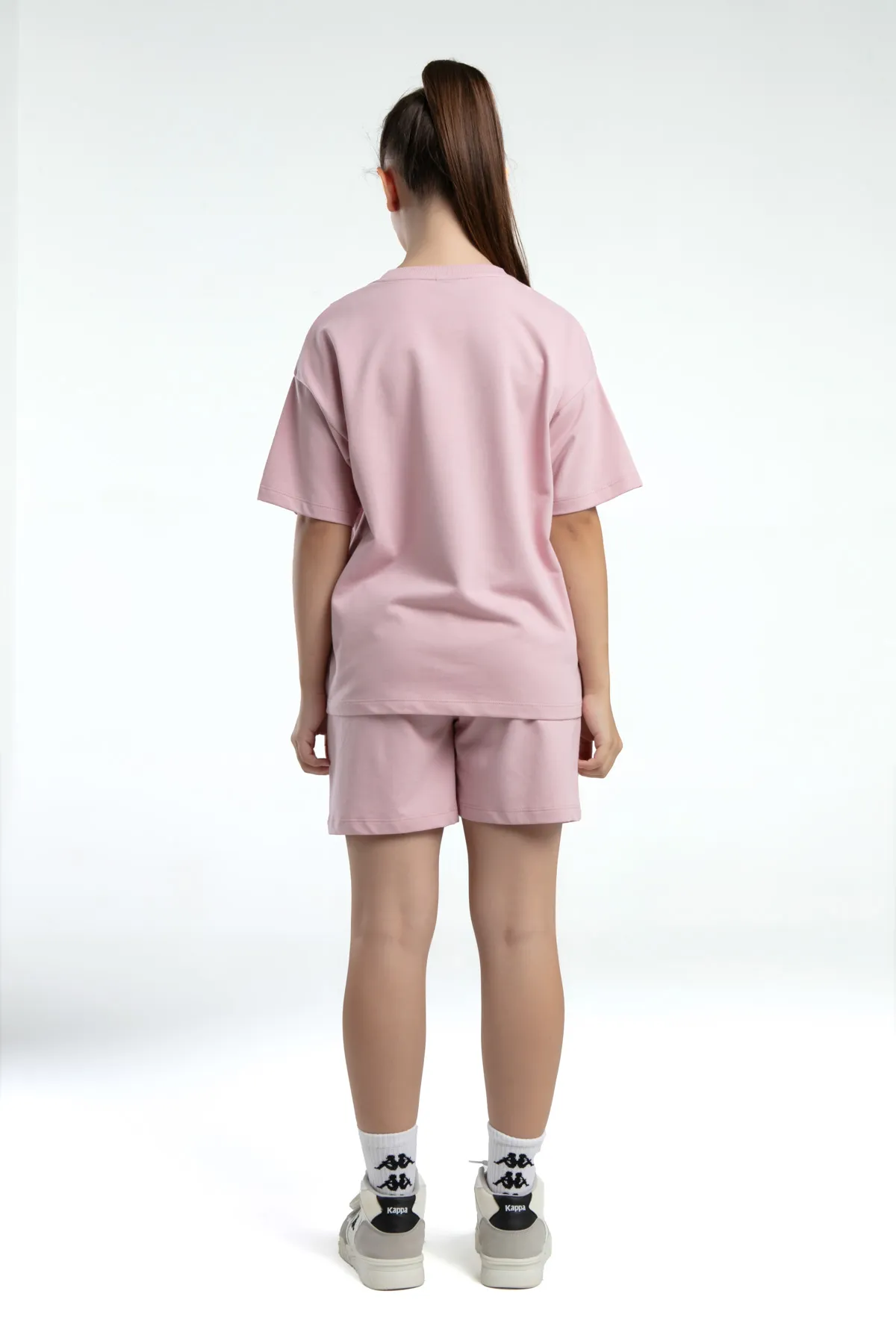 Pembe Logo Kenna Kız Çocuk Pembe Regular Fit Tişört Ve Şort Takım