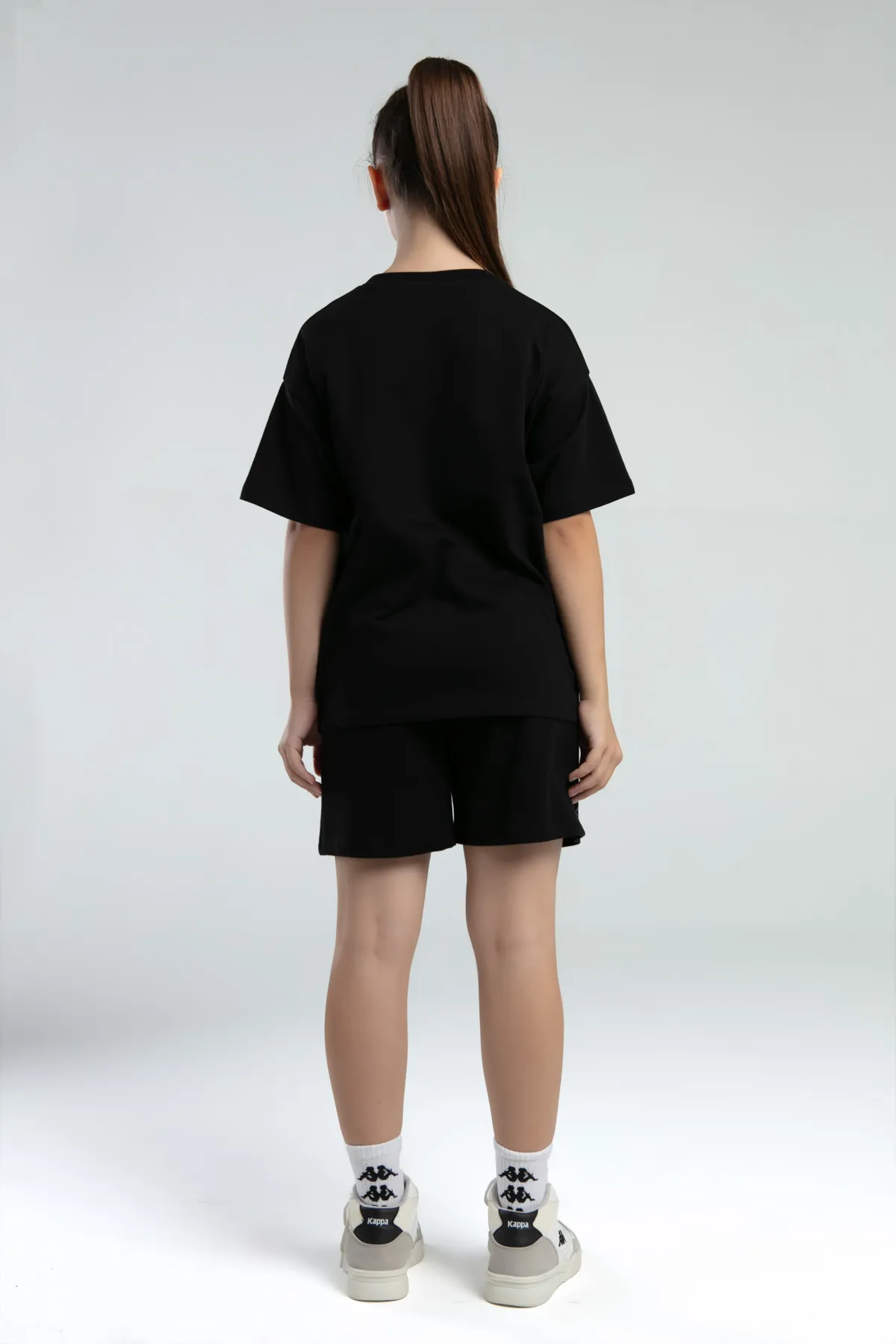 Siyah Logo Kenzie Kız Çocuk Siyah Regular Fit Tişört Ve Şort Takım