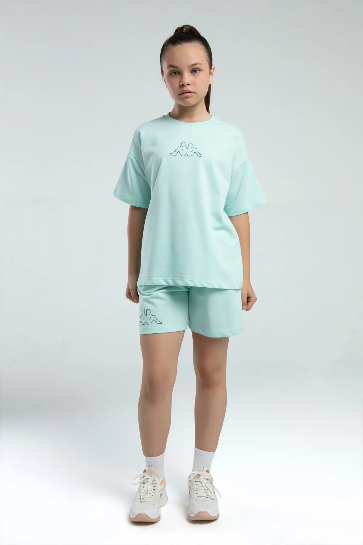 Yeşil Logo Kenzie Kız Çocuk Yeşil Regular Fit Tişört Ve Şort Takım