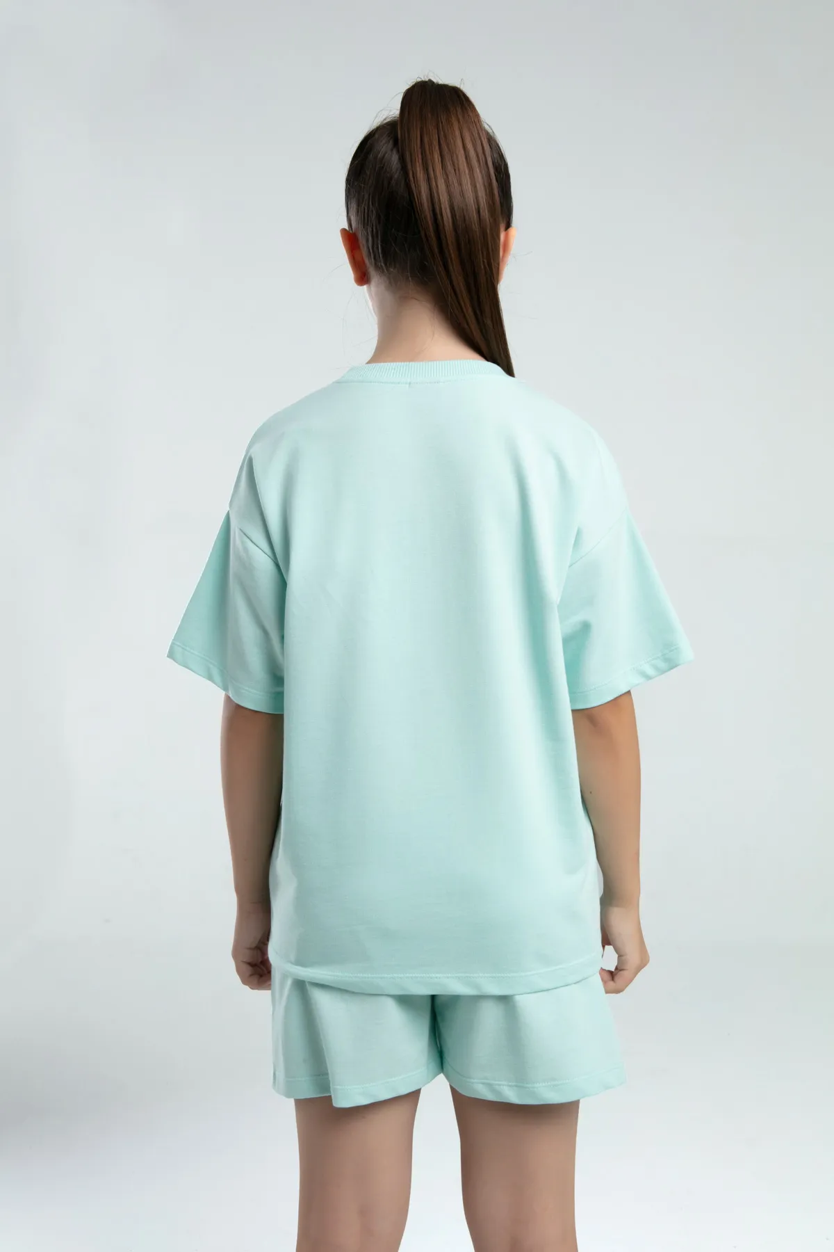 Yeşil Logo Kenzie Kız Çocuk Yeşil Regular Fit Tişört Ve Şort Takım