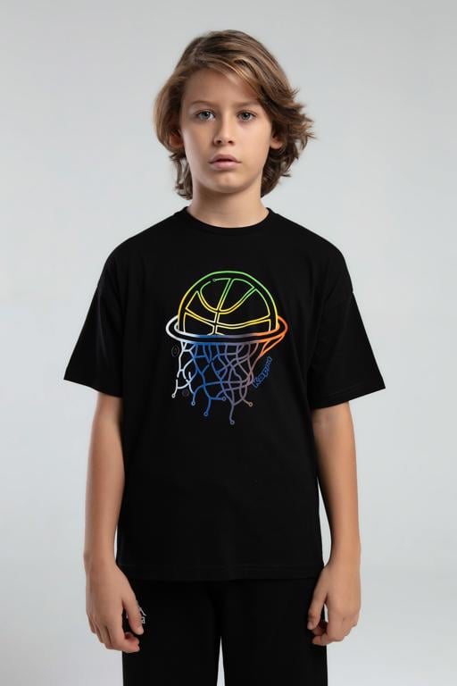 Siyah Logo Jos Erkek Çocuk Siyah Regular Fit Tişört - KAPPA® Türkiye