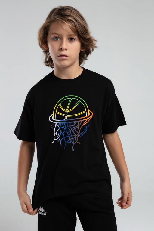 Siyah Logo Jos Erkek Çocuk Siyah Regular Fit Tişört - KAPPA® Türkiye