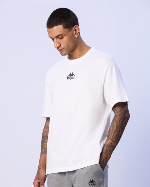 Beyaz Denis Erkek Beyaz Oversize Fit Tişört - KAPPA® Türkiye