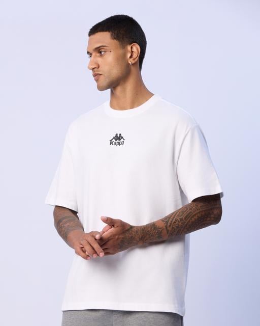 Beyaz Denis Erkek Beyaz Oversize Fit Tişört - KAPPA® Türkiye