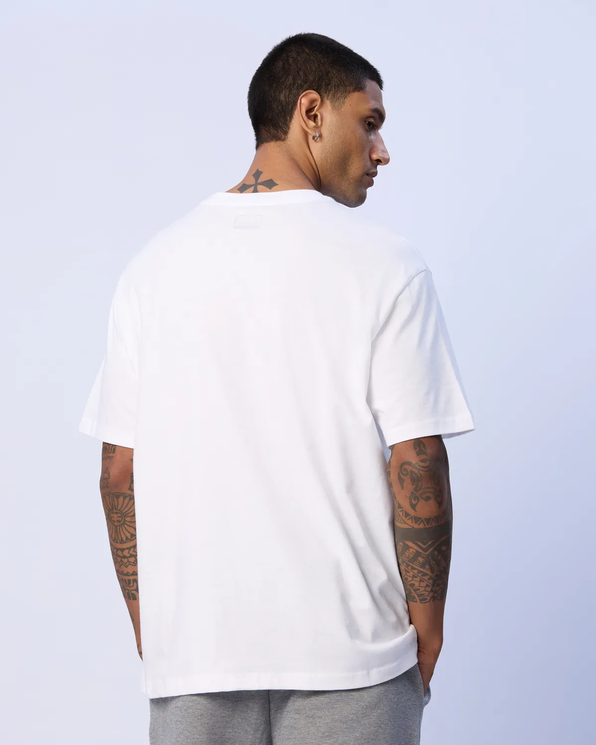 Beyaz Denis Erkek Beyaz Oversize Fit Tişört