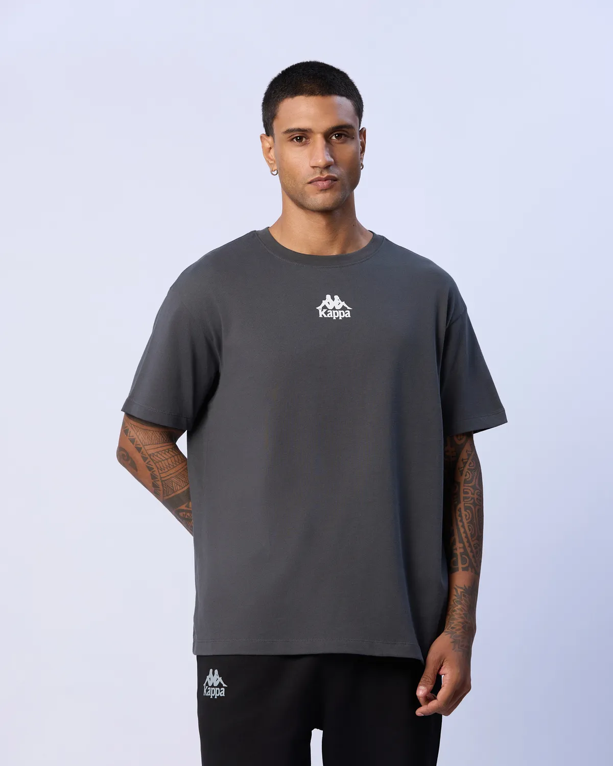 Gri Denis Erkek Gri Oversize Fit Tişört