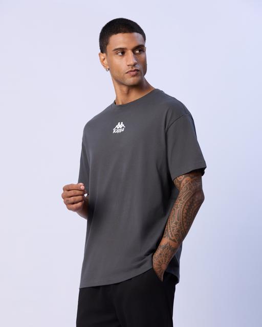 Gri Denis Erkek Gri Oversize Fit Tişört - KAPPA® Türkiye