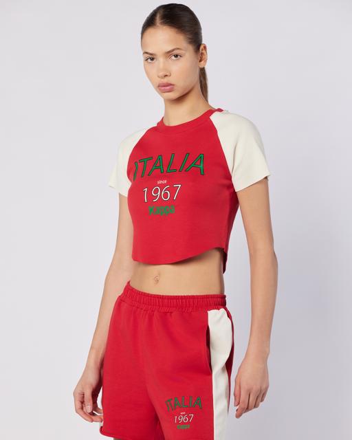 Kırmızı Balde Tee Kadın Ekru-Kırmızı Regular Fit Tişört - KAPPA® Türkiye