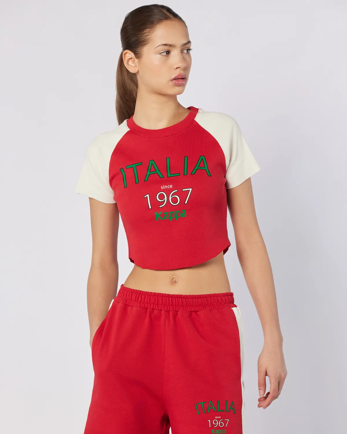 Kırmızı Balde Tee Kadın Ekru-Kırmızı Regular Fit Tişört