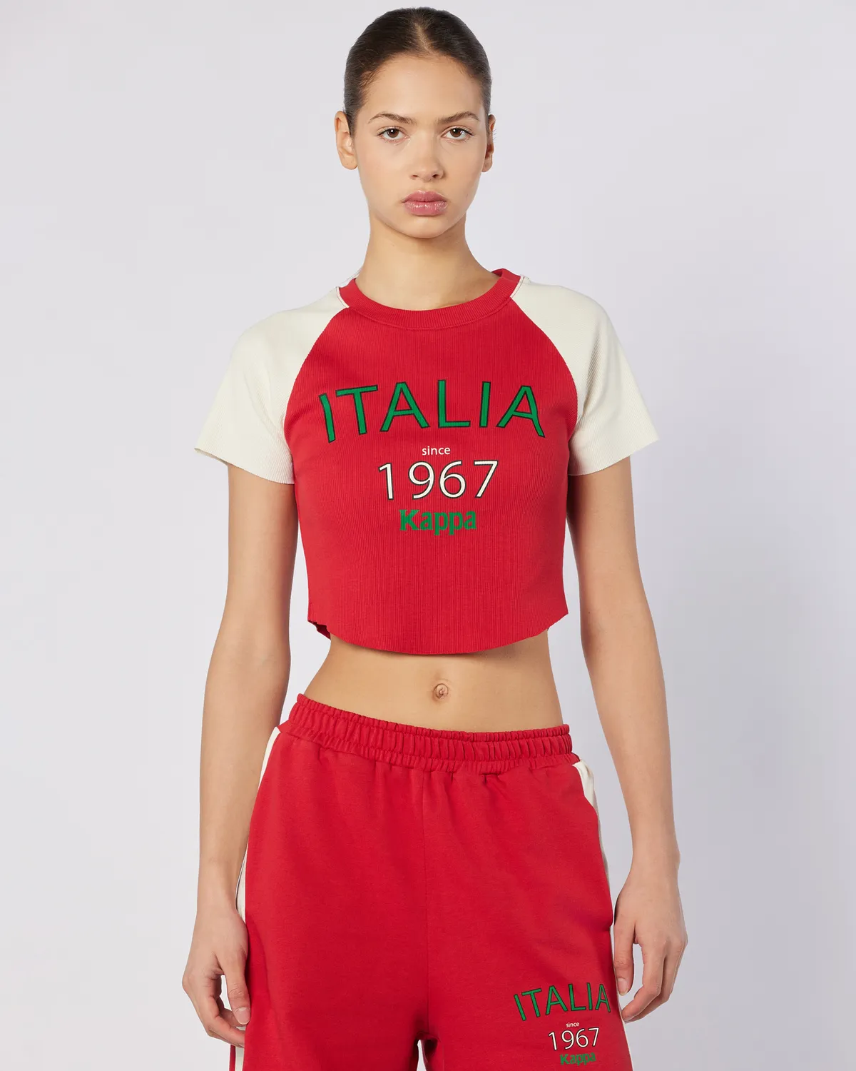 Kırmızı Balde Tee Kadın Ekru-Kırmızı Regular Fit Tişört