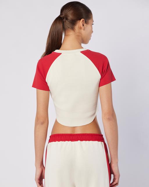 Beyaz Balde Tee Kadın Beyaz-Kırmızı Regular Fit Tişört - KAPPA® Türkiye