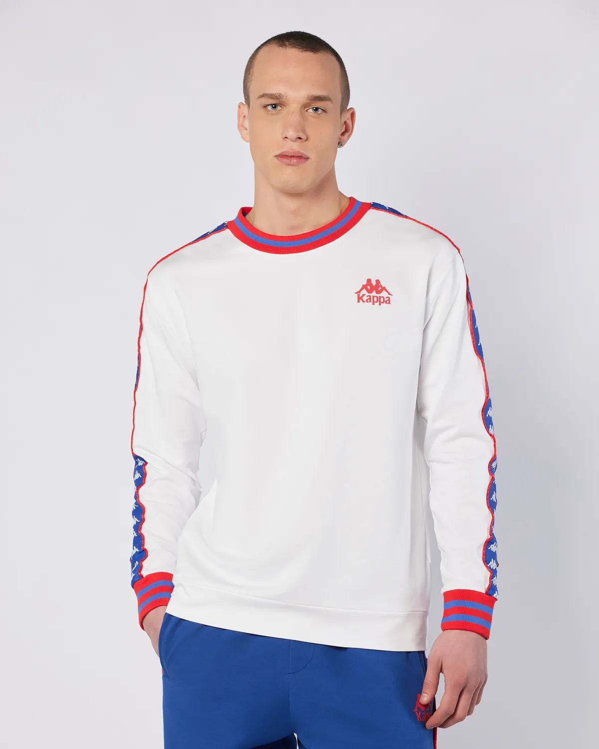 Beyaz Banda Stars Sweatshirt Erkek Beyaz Regular Fit Sweatshirt