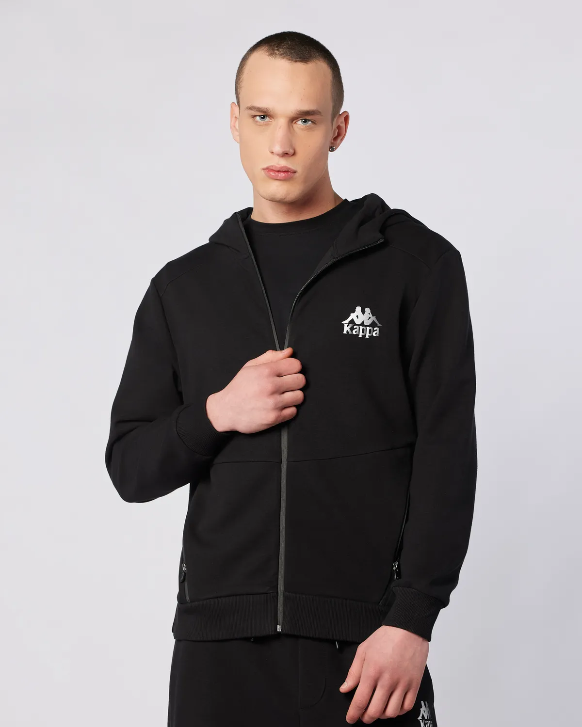 Siyah Fabio Full Zip Erkek Siyah Regular Fit Fermuarlı Eşofman Üstü