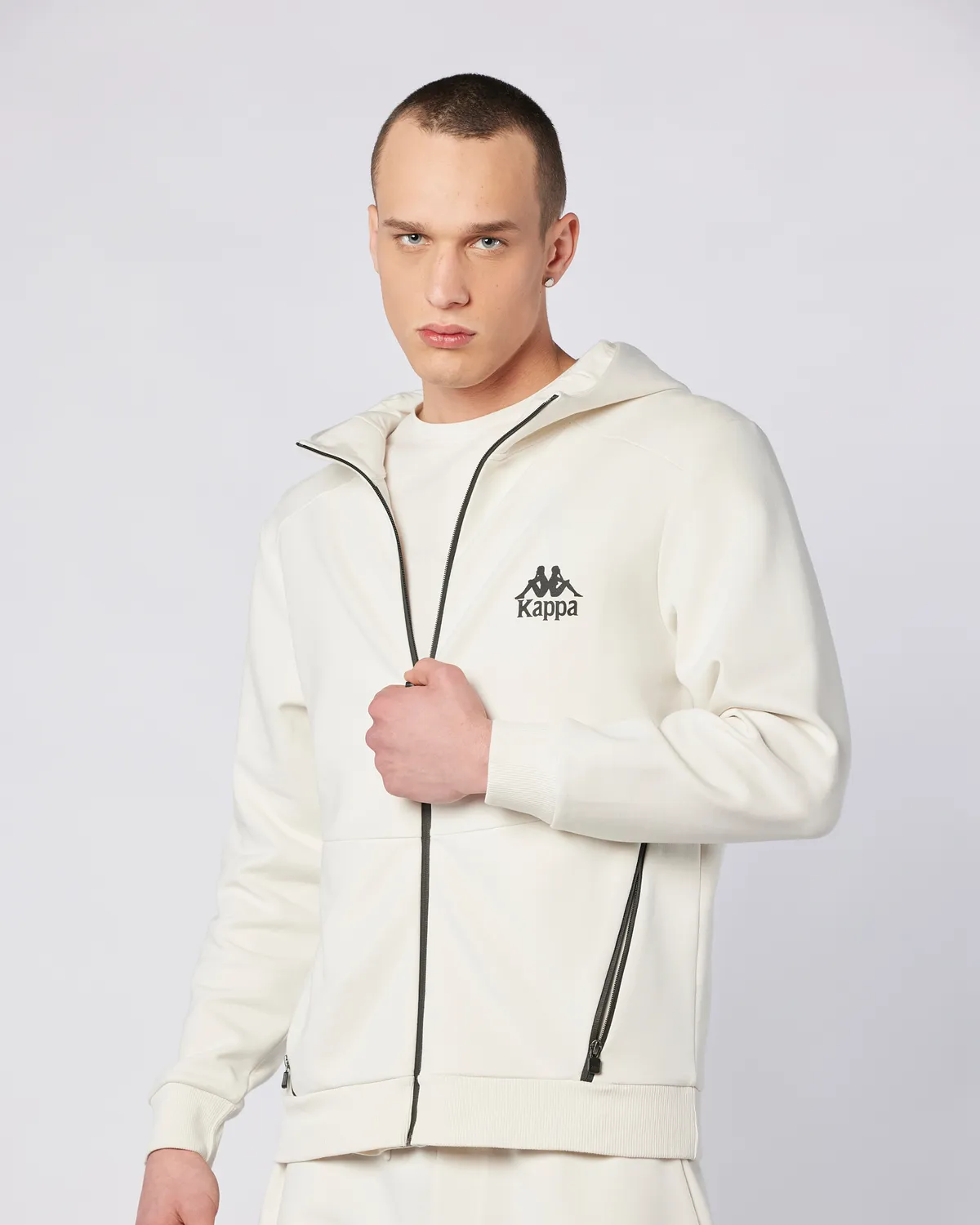 Bej Fabio Full Zip Erkek Ekru  Regular Fit Fermuarlı Eşofman Üstü