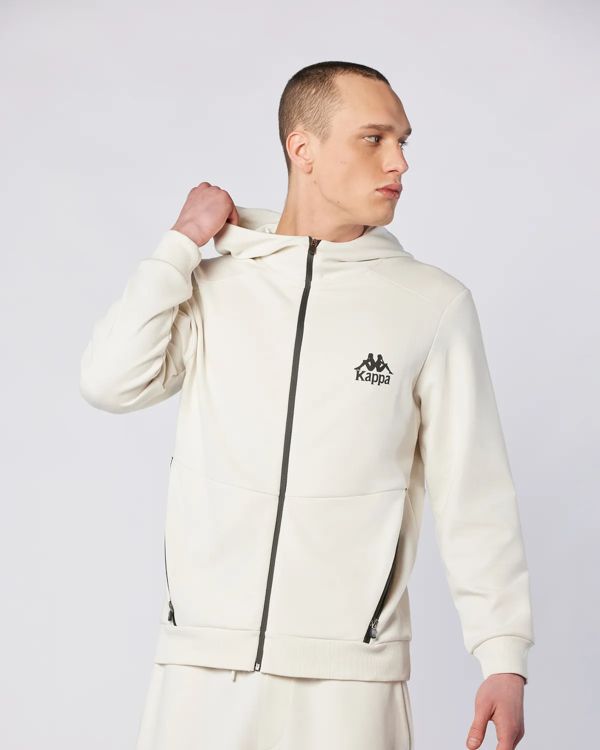 Bej Fabio Full Zip Erkek Ekru  Regular Fit Fermuarlı Eşofman Üstü