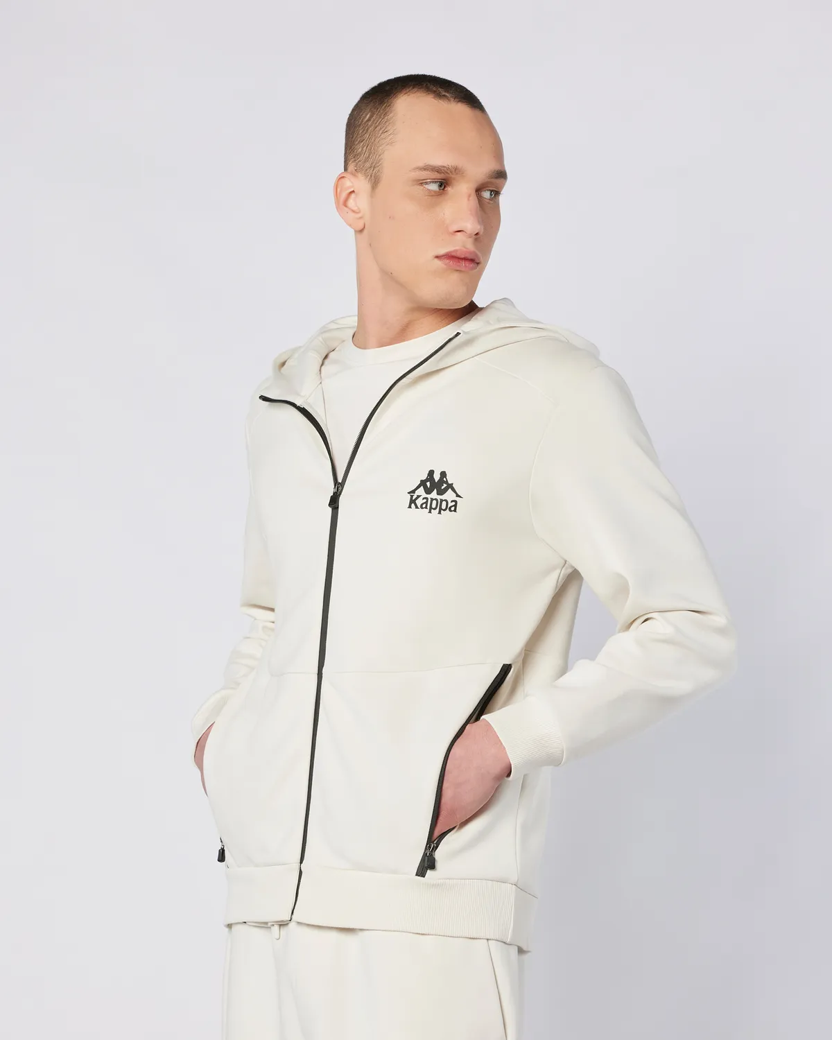 Bej Fabio Full Zip Erkek Ekru  Regular Fit Fermuarlı Eşofman Üstü