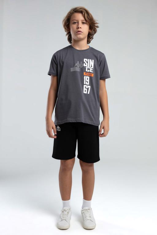 Siyah Authentic Jake Erkek Çocuk Antrasit Regular Fit Tişört - KAPPA® Türkiye