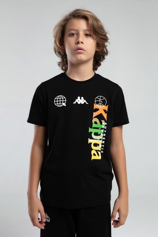 Siyah Authentic Jason Erkek Çocuk Siyah Regular Fit Tişört - KAPPA® Türkiye