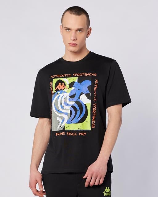 Siyah Hibbs Tee Erkek Siyah Comfort Fit Tişört - KAPPA® Türkiye