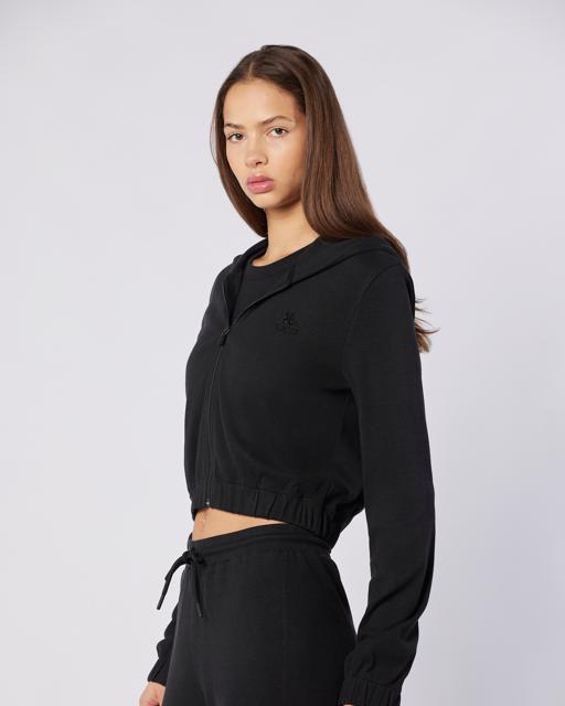 Siyah Leda Full Zip Kadın Siyah Regular Fit Fermuarlı Eşofman Üstü - KAPPA® Türkiye