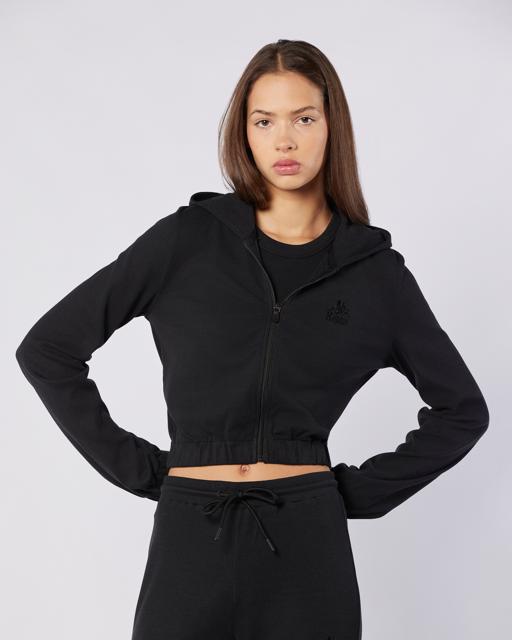 Siyah Leda Full Zip Kadın Siyah Regular Fit Fermuarlı Eşofman Üstü - KAPPA® Türkiye