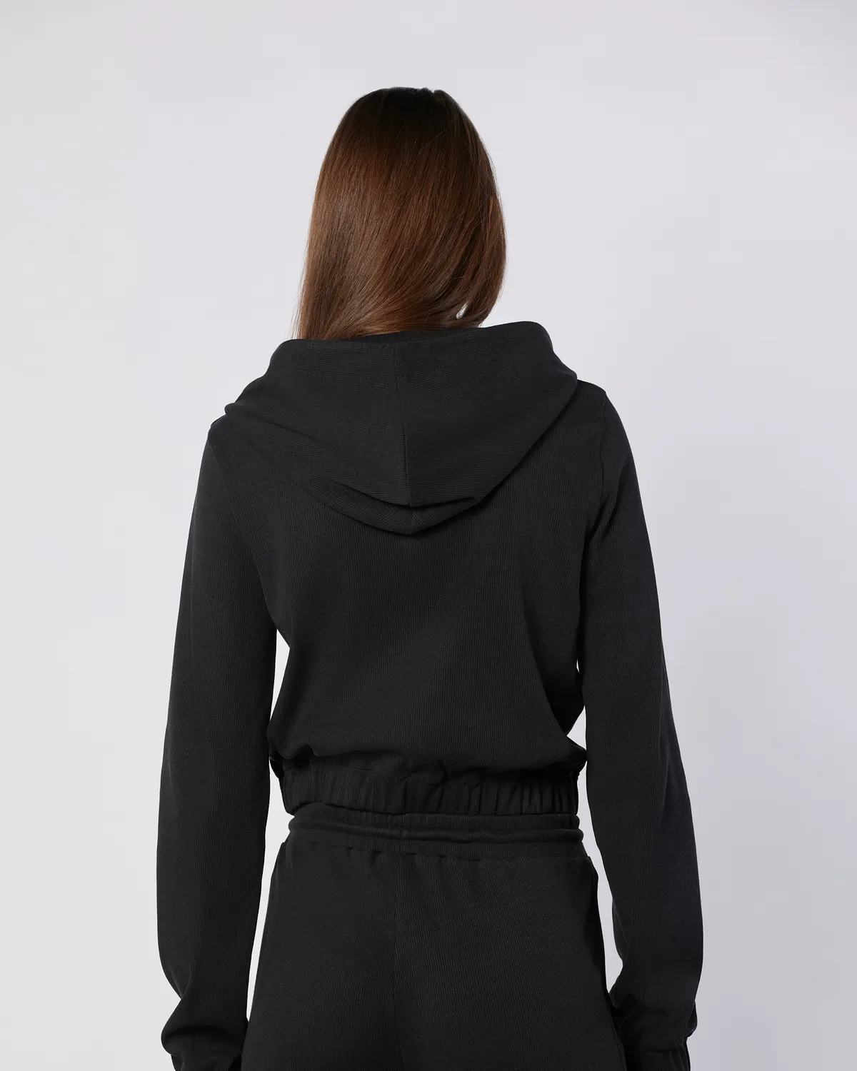 Siyah Leda Full Zip Kadın Siyah Regular Fit Fermuarlı Eşofman Üstü