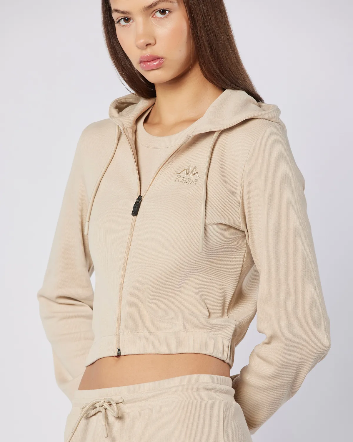 Bej Leda Full Zip Kadın Bej Regular Fit Fermuarlı Eşofman Üstü