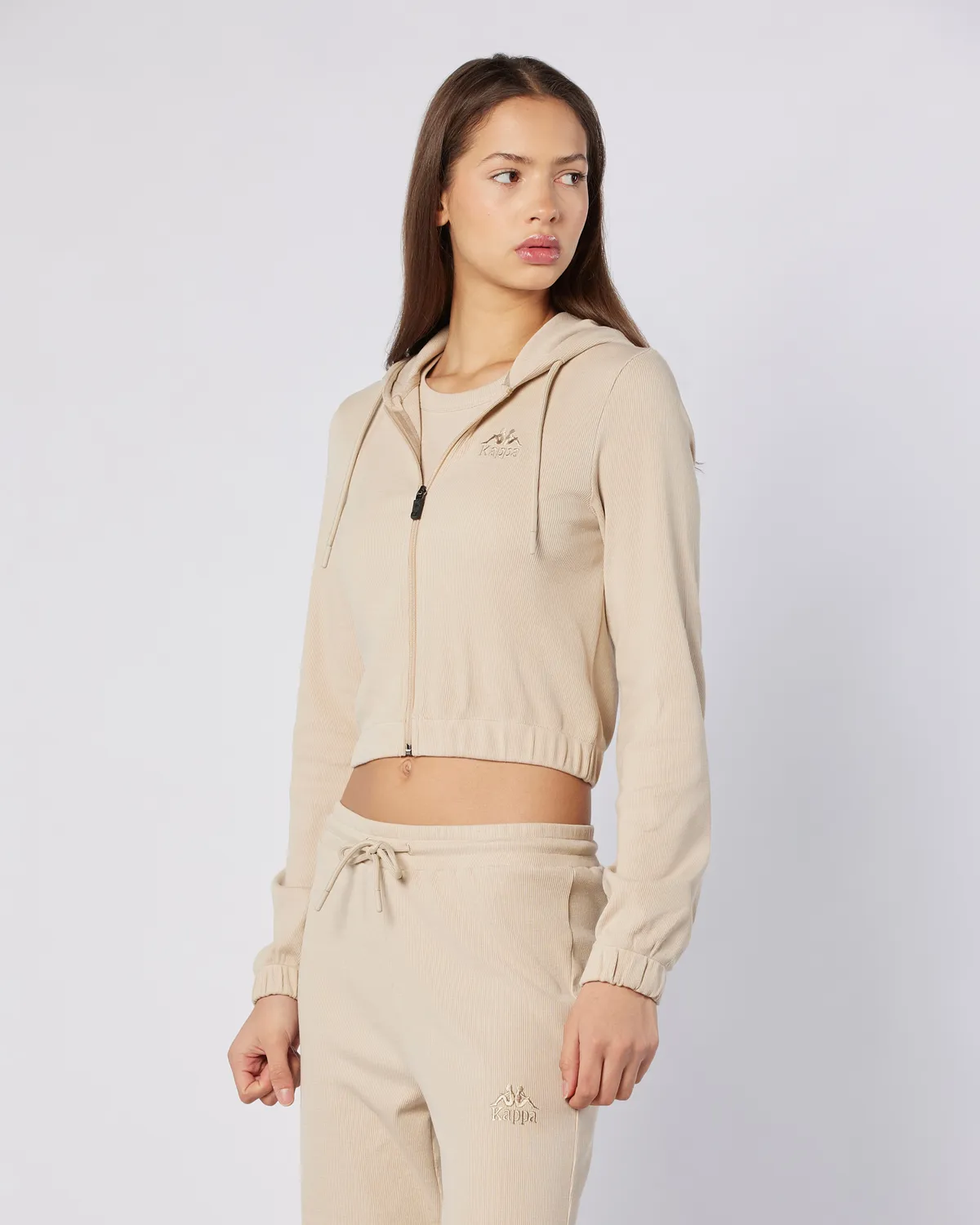 Bej Leda Full Zip Kadın Bej Regular Fit Fermuarlı Eşofman Üstü