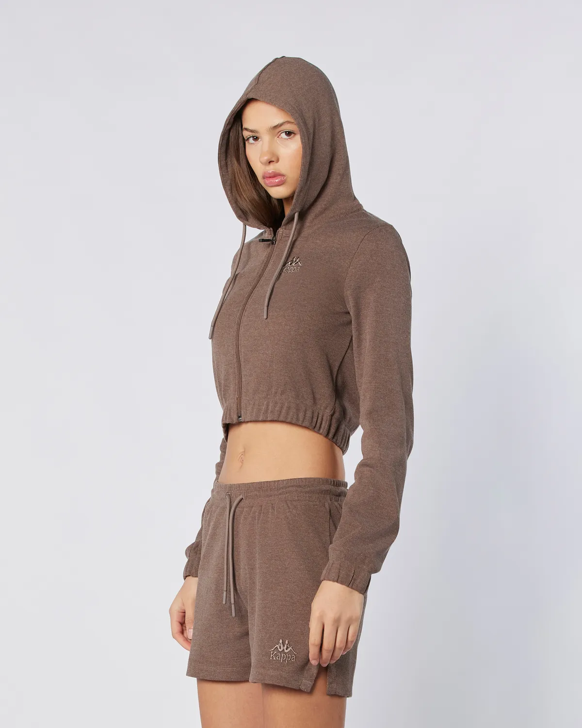 Kahverengi Leda Full Zip Kadın Kahverengi Regular Fit Fermuarlı Eşofman Üstü