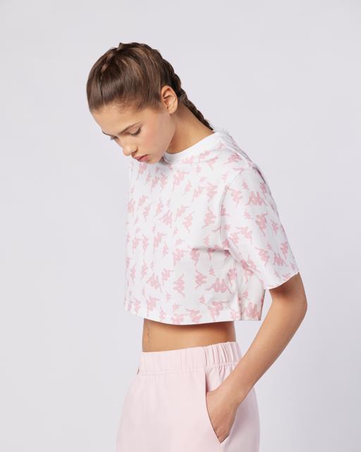 Beyaz Miran Tee Kadın Beyaz-Pembe Regular Fit Tişört - KAPPA® Türkiye