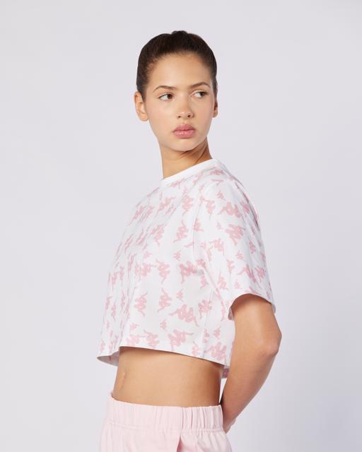 Beyaz Miran Tee Kadın Beyaz-Pembe Regular Fit Tişört - KAPPA® Türkiye