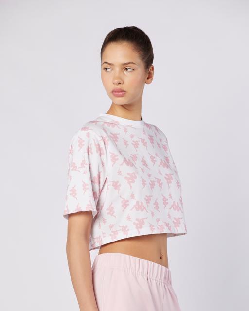 Beyaz Miran Tee Kadın Beyaz-Pembe Regular Fit Tişört - KAPPA® Türkiye