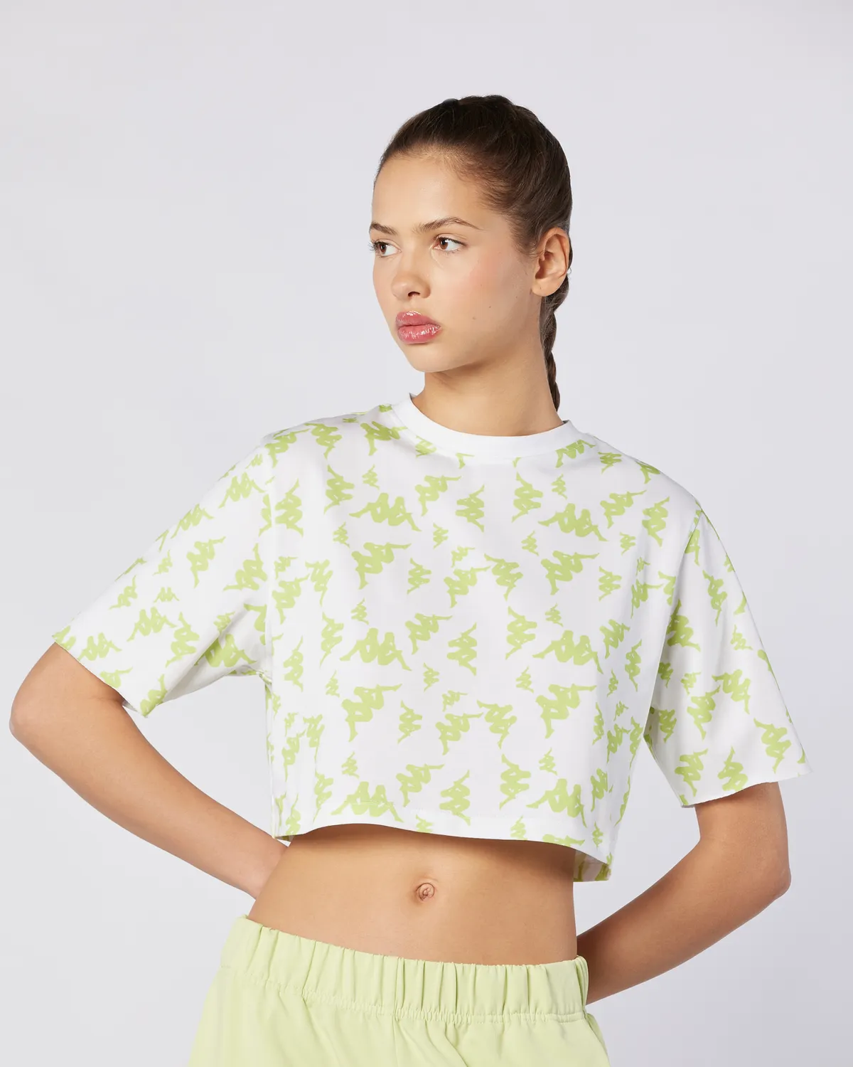 Beyaz Miran Tee Kadın Beyaz-Yeşil Regular Fit Tişört