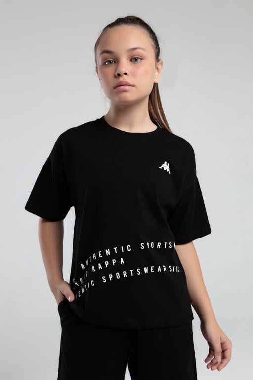 Siyah Authentic Kaley Kız Çocuk Siyah Regular Fit Tişört - KAPPA® Türkiye